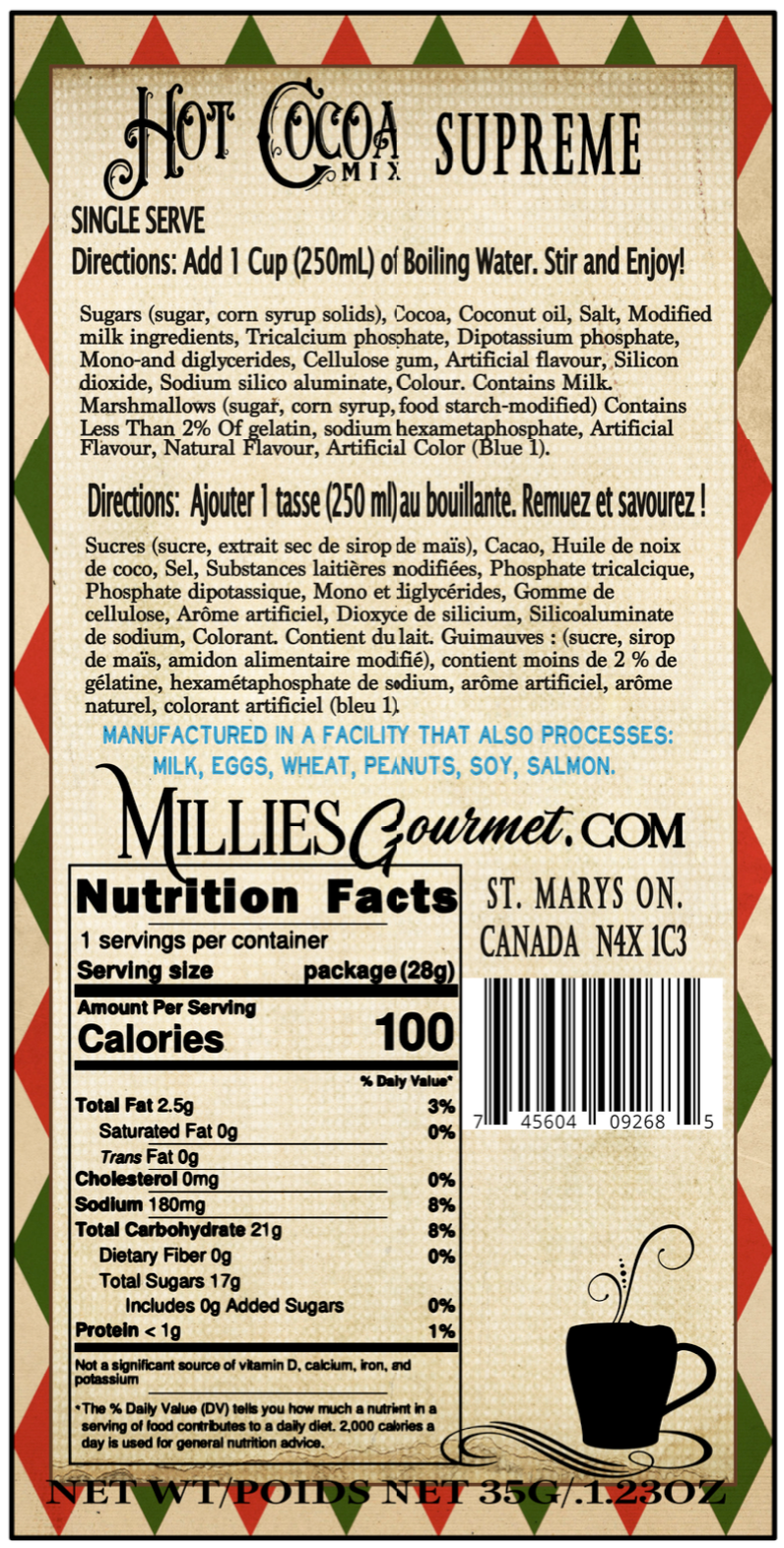 Christmas Chocolate Supreme Hot Chocolate Wholesale Case of 18