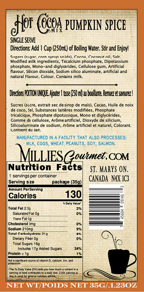 Pumpkin Spice Hot Chocolate Wholesale Case of 18