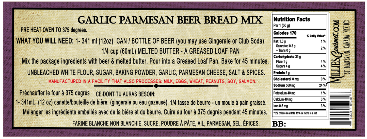 Garlic Parmesan  Beer Bread Wholesale Case of 6