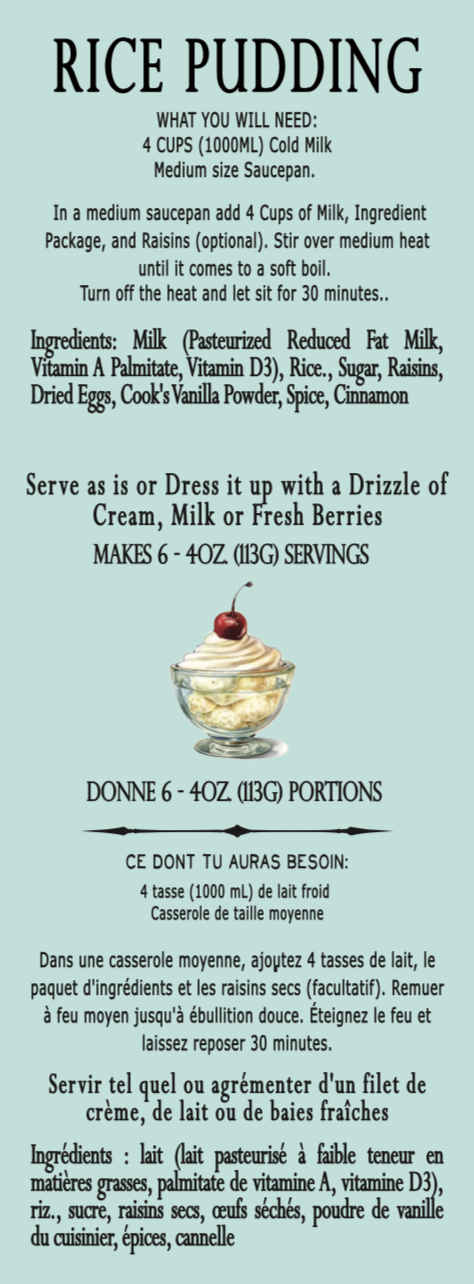 Rice Pudding Dessert Kit Wholesale Case of 6