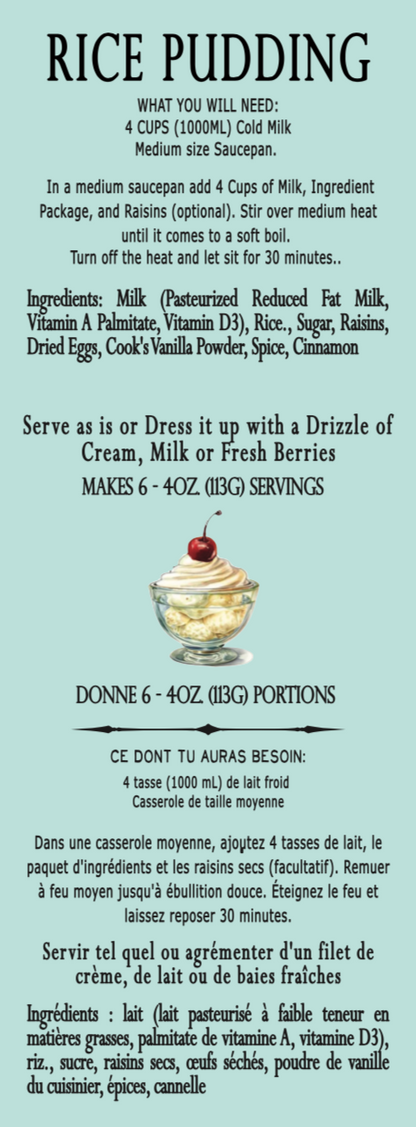 Rice Pudding Dessert Kit Wholesale Case of 6